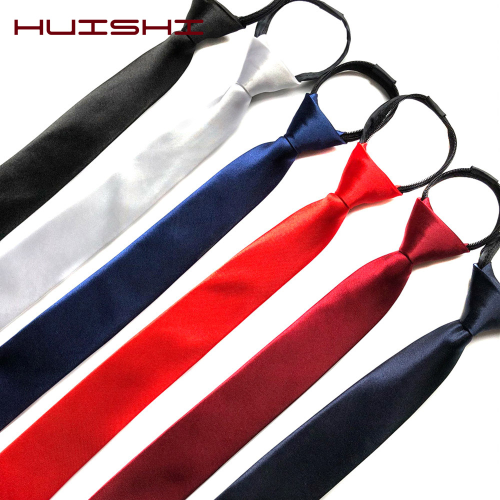 Skinny Tie Men - HUISHI 事前に結ばれたジッパーネクタイネックメンズスキニージッパーネクタイレッドブラックブルーソリッドカラースリムナローエンターテイメントパーティー