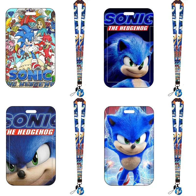Lanyard Badge Holder - カートゥーンソニック バスカードホルダー 学生証カバー キャンパスミールカードケース バッジホルダー ワークカードプロテクター