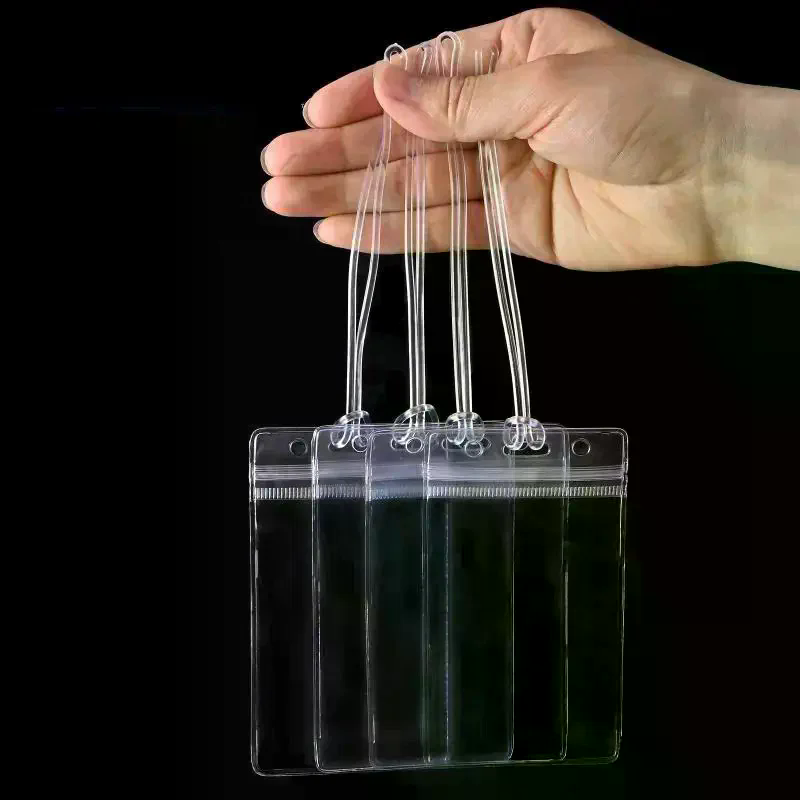 10個の透明プラスチックIDバッジホルダー、防水、再封可能な - Lanyard Badge Holder のレビューと価格