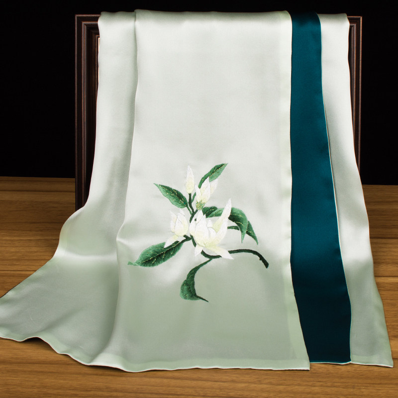 純粋なシルク蘇州刺繍スカーフ、桑絹刺繍ネックラップ、絶妙なギ - Silk Neck Scarf のレビューと価格