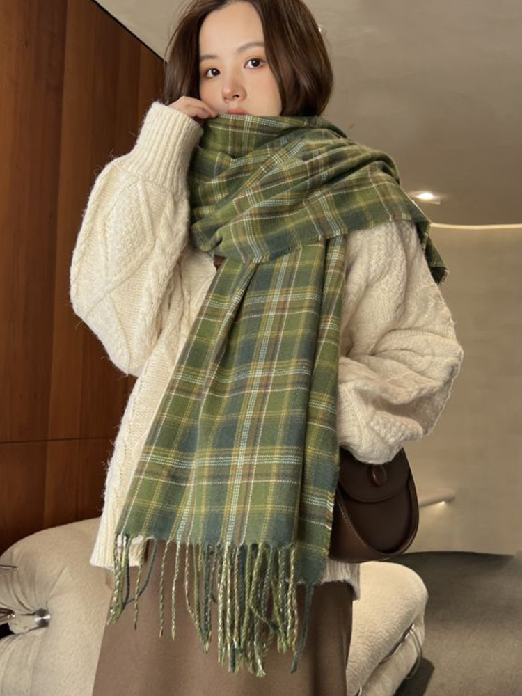 新しい模造カシミヤ女性スカーフ冬プレッピースタイルヴィンテー - Woven Scarf Blanket のレビューと価格