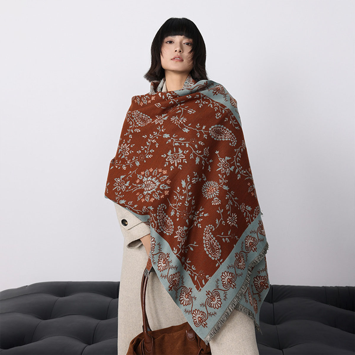 高級冬用イミテーションカシミヤカシュー柄女性用パシュミナブラ - Woven Scarf Blanket のレビューと価格