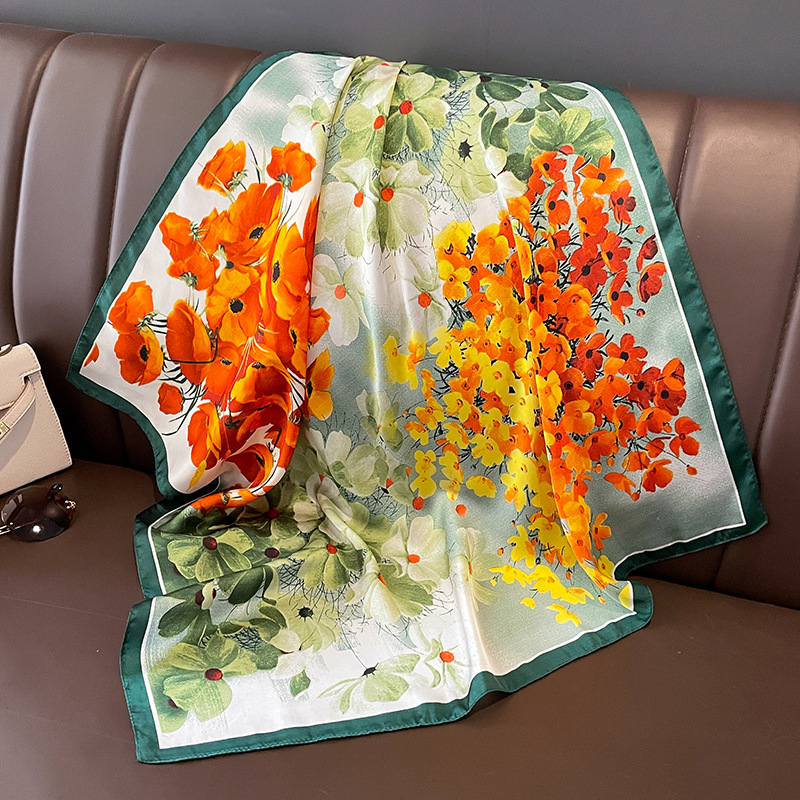 女性用スクエアシルクスカーフ,フローラルプリント,ファッショ - Silk Neck Scarf のレビューと価格