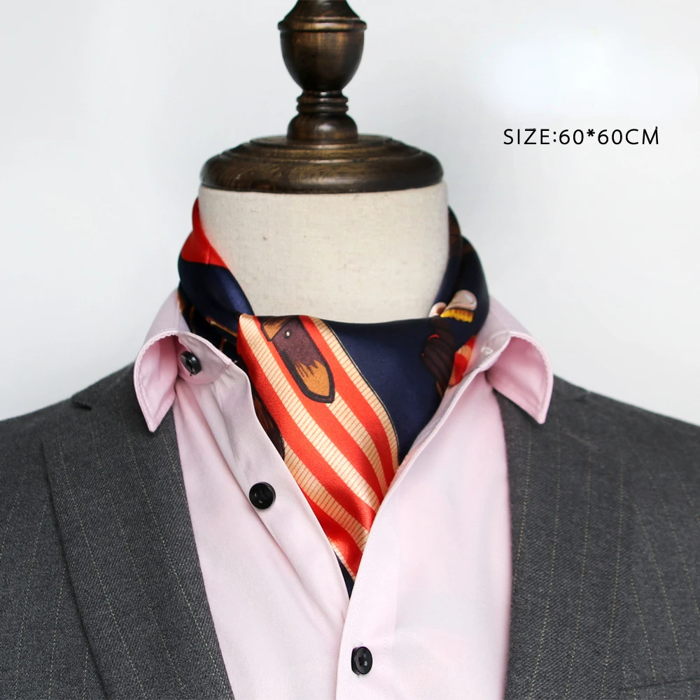 男性用の小さな正方形のシルクスカーフ,サテンのスカーフ,韓国 - Ascot Neck Scarf のレビューと価格