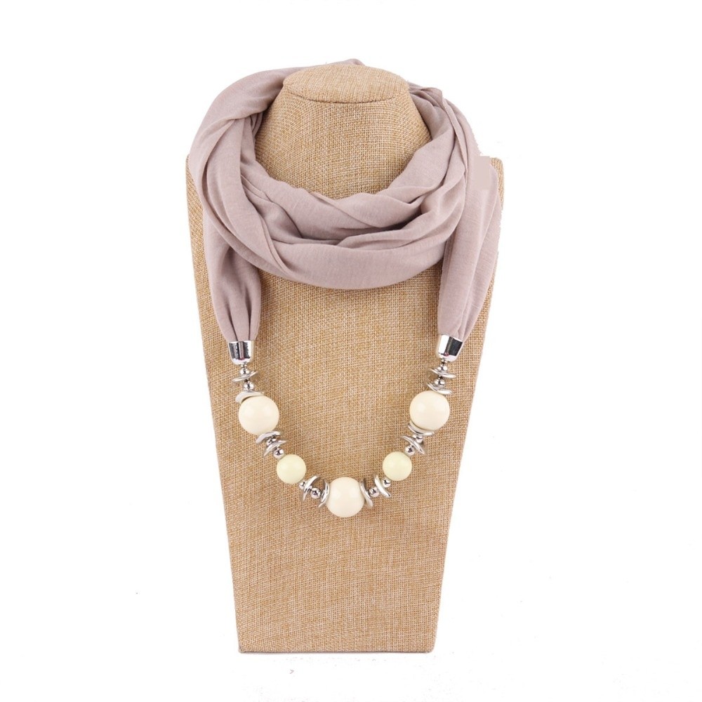 新しいシフォンスカーフネックレス、ビーズ付き無地インフィニテ - Infinity Scarf Knit のレビューと価格
